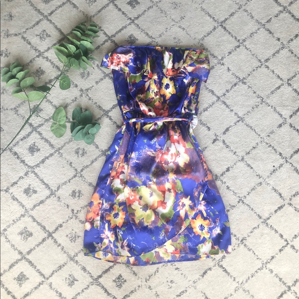 Strapless floral dress